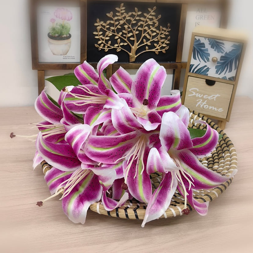 Искусственные цветы в Бугуруслане | Цветы искусственные «Лилии крупные», розово-сиреневые, букет