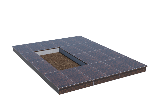 Площадки на могилу в Бугуруслане | Площадка с вертикальной (10 см) облицовкой Дымовским гранитом (под цветник)