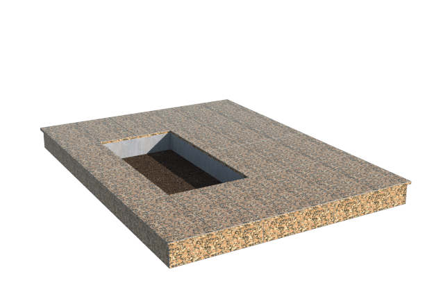 Площадки на могилу в Бугуруслане | Площадка с вертикальной (15 см) облицовкой Южно-султаевским гранитом (под цветник)