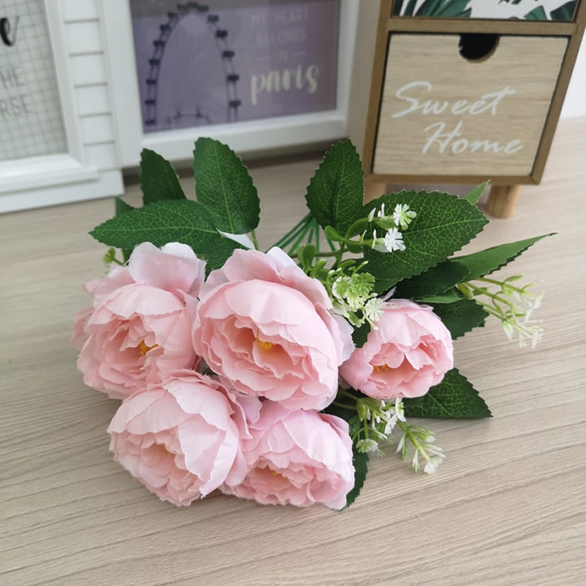 Искусственные цветы в Бугуруслане | Цветы искусственные «Минипиончики с гипсофилой», нежно-розовые, букет