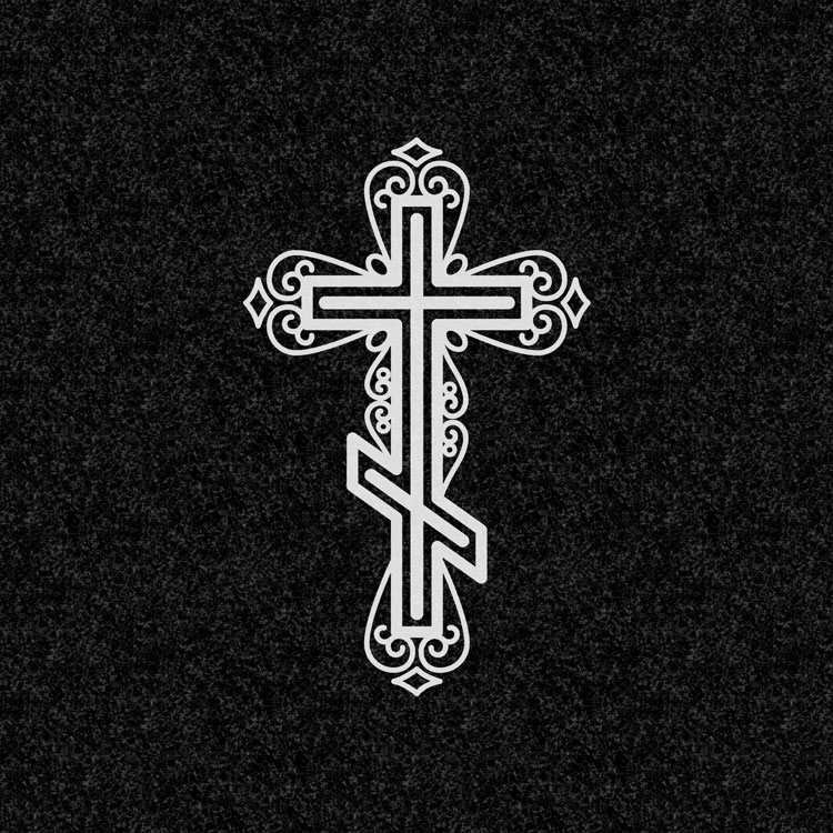 Символы веры | Рисунок православный крест с широким контуром и узорами, РС-005