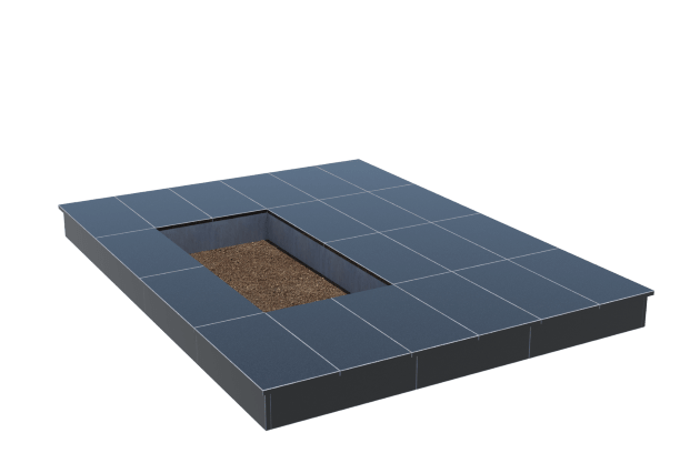 Площадки на могилу в Бугуруслане | Площадка с вертикальной (15 см) облицовкой гранитом Габбро (под цветник)