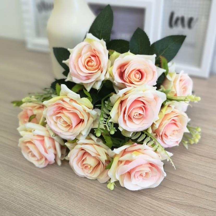 Искусственные цветы в Бугуруслане | Цветы искусственные «Розы острые», розовато-молочные, букет