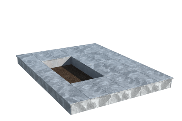 Площадки на могилу в Бугуруслане | Площадка с вертикальной (15 см) мраморной облицовкой (под цветник)