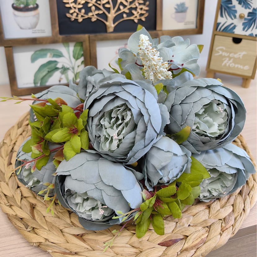 Искусственные цветы в Бугуруслане | Цветы искусственные «Пионы», серо-голубые, букет