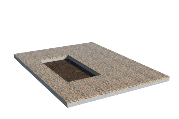 Площадки на могилу в Бугуруслане | Площадка с облицовкой Южно-Султаевским гранитом (под цветник)