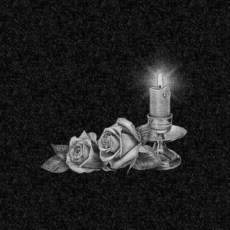 Свечи | Рисунок горящая свеча и две розы, СВ-014