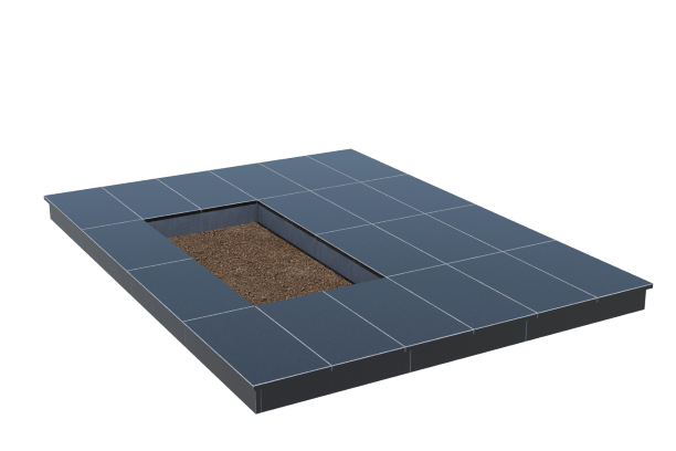 Площадки на могилу в Бугуруслане | Площадка с вертикальной (10 см) облицовкой гранитом Габбро (под цветник)